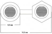Готовый акустический кабель Van den Hul The Goldwater 2х2,5м с разъемами "лопатка". Цвет: золотистый