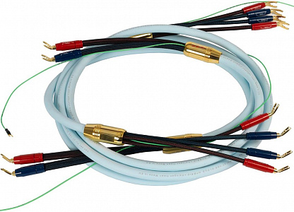 Готовый акустический кабель Van den Hul Mounted set 3T The Cloud SE Hybrid. 2,5 метра пара. Разъем BERRI bi-wiring (2-4). Цвет: золотой