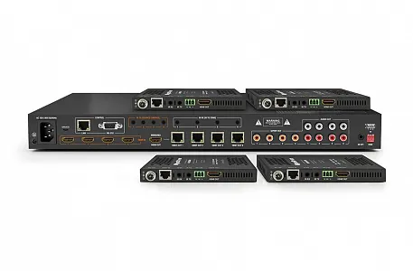 Комплект из HDBT матричного коммутатора и приёмников Wyrestorm MXV-0404-H2A-KIT Комплект из HDBT матричного коммутатора и приёмников Wyrestorm MXV-0404-H2A-KIT